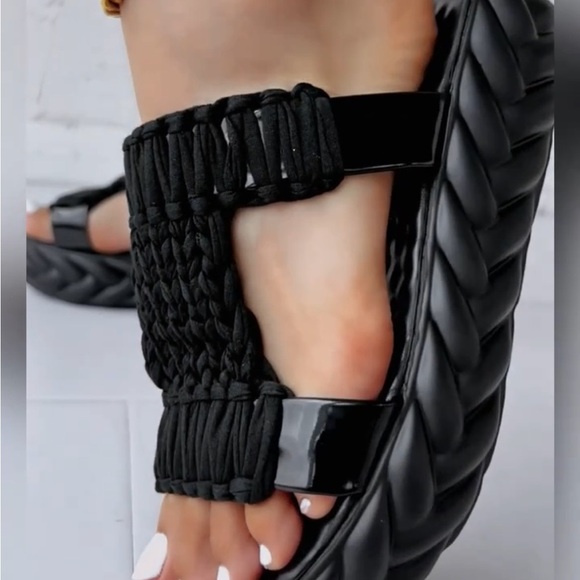 Summer Soft Sole Braided Sandals - Women's Solid Color Platform - Picture 15 of 15